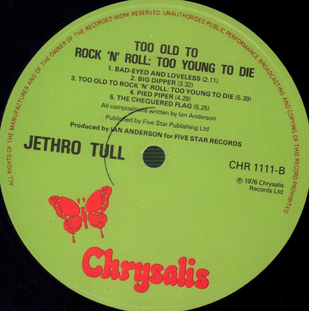 Jethro Tull - Too Old To Rock 'N' Roll Too Young To Die - Lp