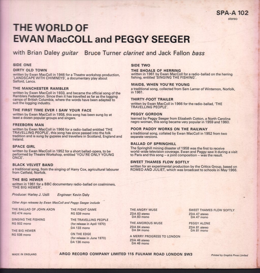 Ewan Maccoll And Peggy Seeger - World Of - Lp