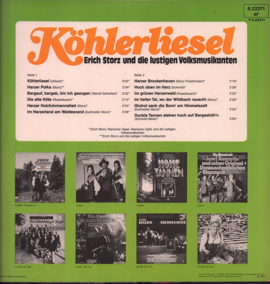 Erich Storz Und Die Lustigen Volksmusikanten - Köhlerliesel - Lp