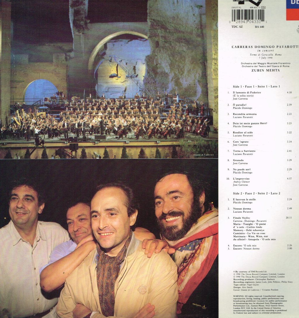 Carreras Domingo Pavarotti - In Concert - Lp