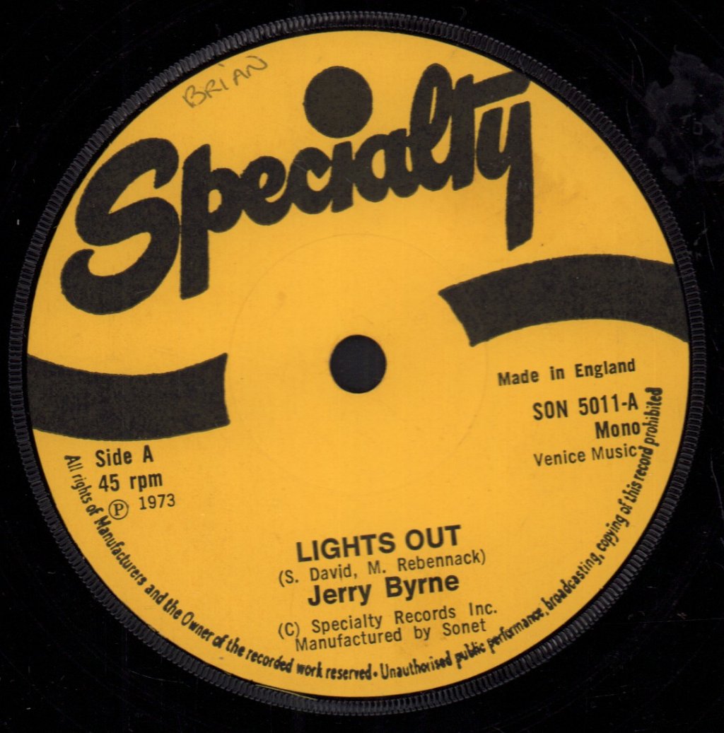 Jerry Byrne - Lights Out - 7 Inch