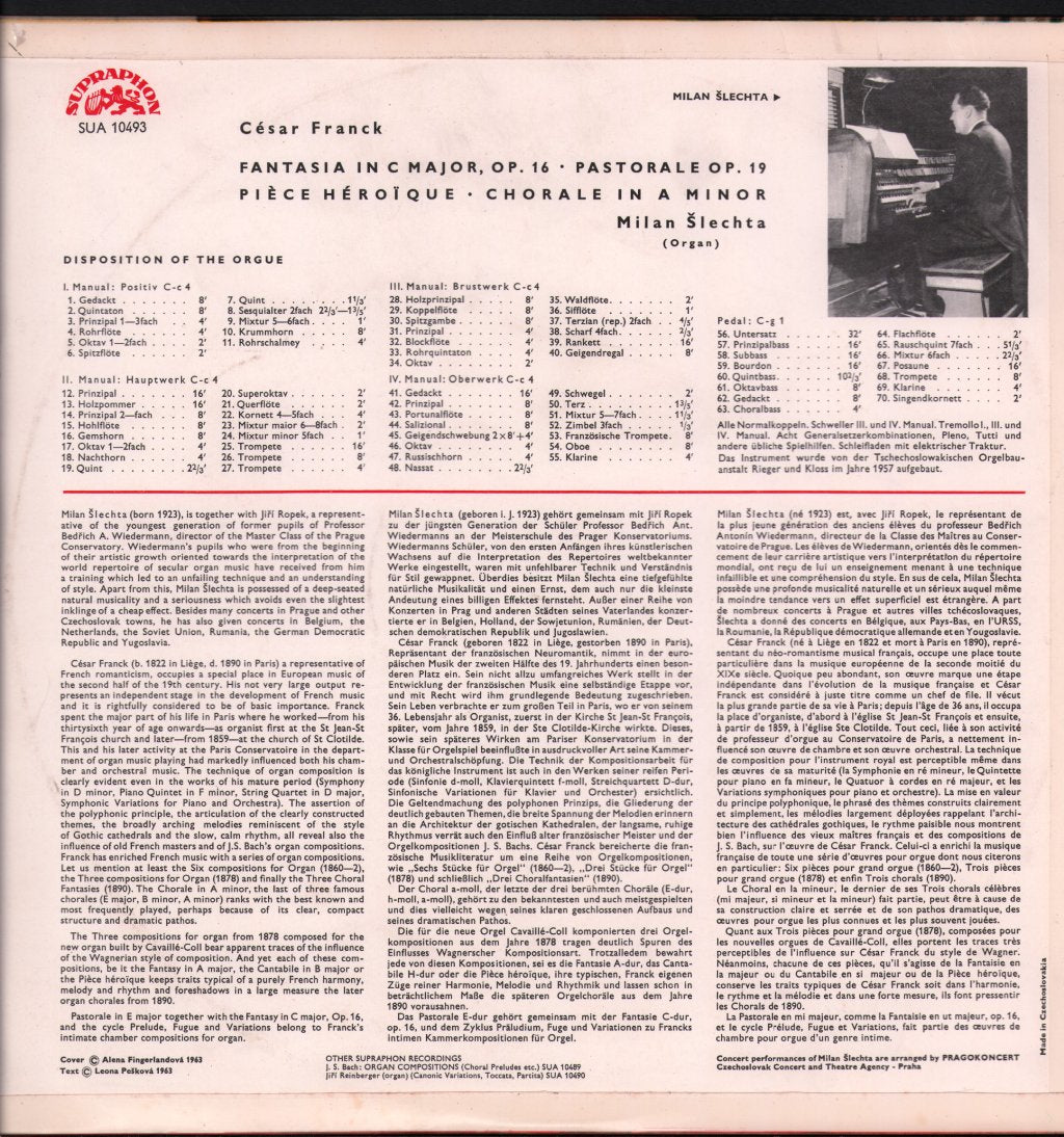 Milan Slechta - Cesar Franck - Organ Compositions - Lp