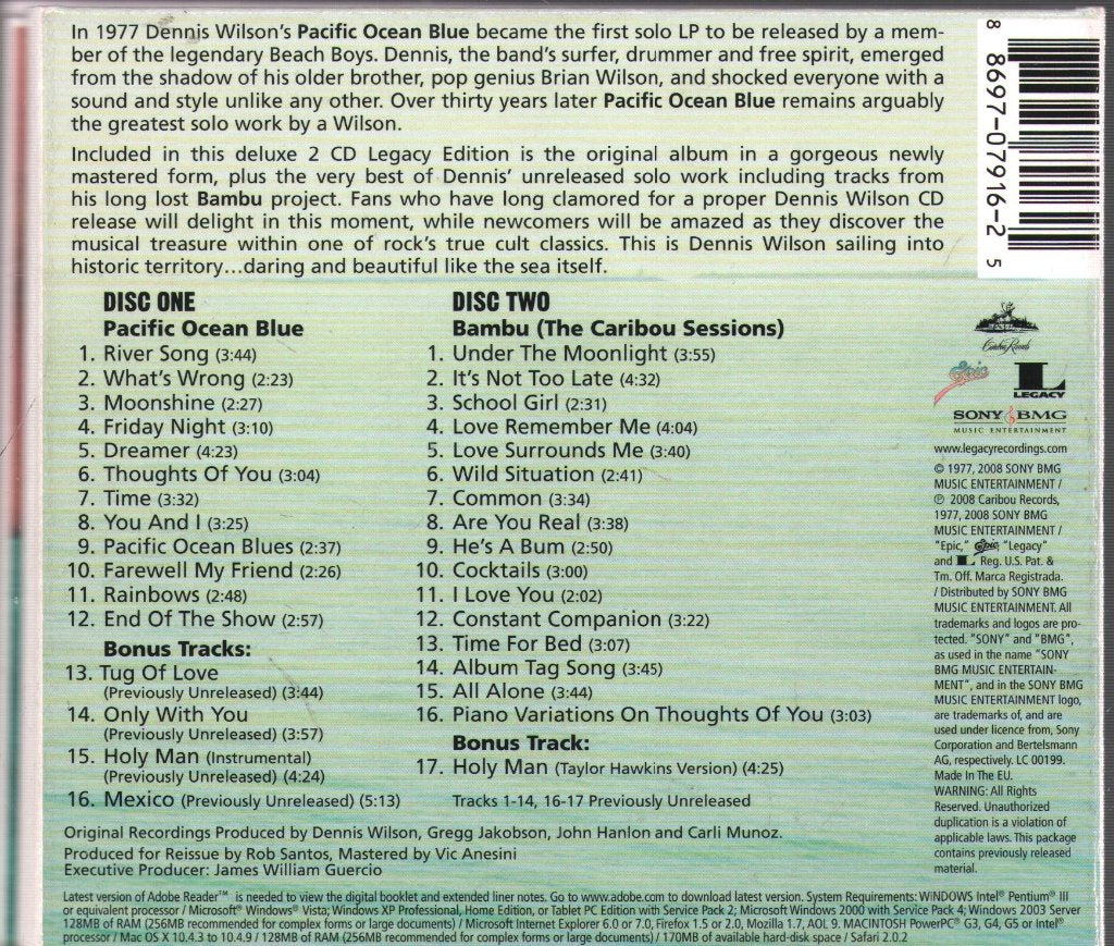 Dennis Wilson - Pacific Ocean Blue - Cd Set