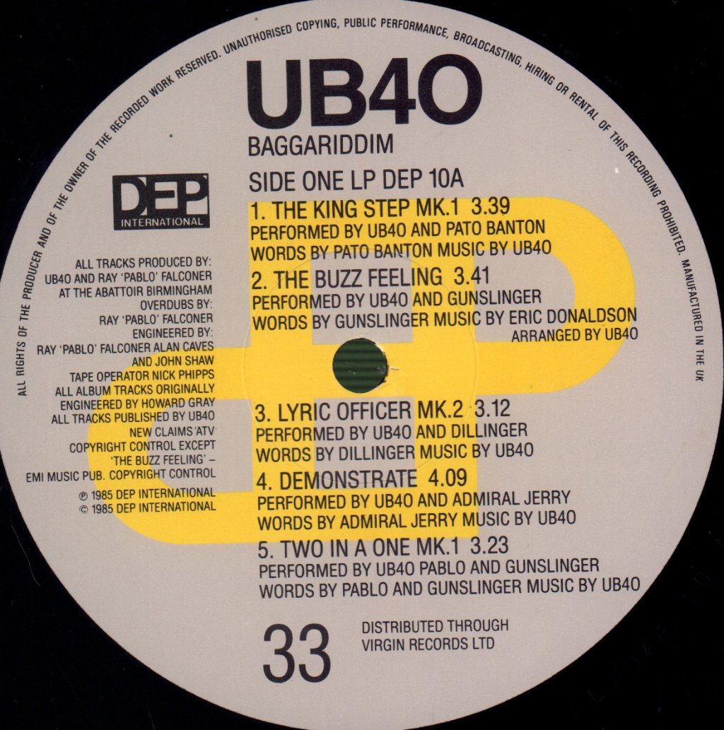 UB40 - Baggariddim - Double Lp