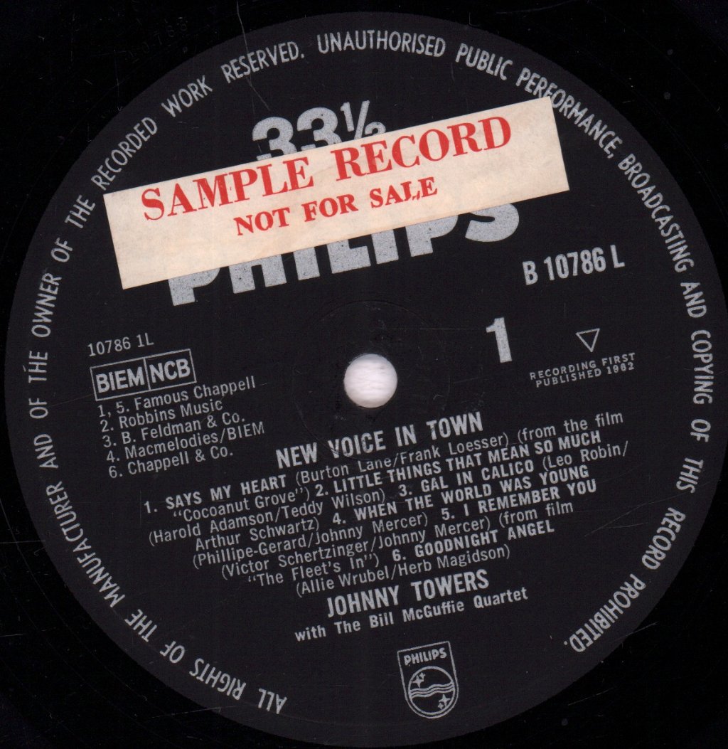 Johnny Towers - New Voice In Town - Lp