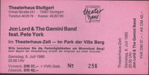 Jon Lord And The Gemini Band - Theaterhaus Zelt, 8 Juli 1995 - Ticket
