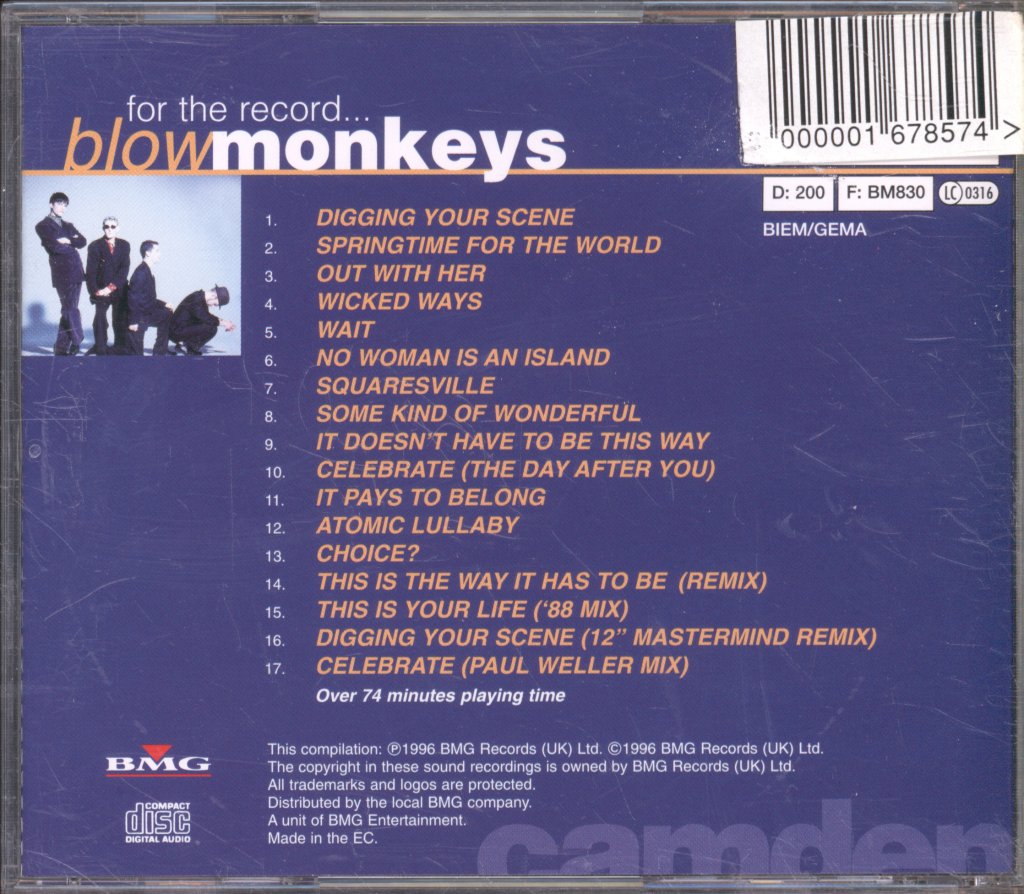 Blow Monkeys - For The Record... - Cd