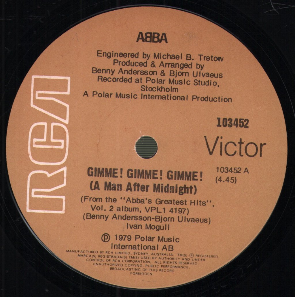 ABBA - Gimme! Gimme! Gimme! (A Man After Midnight) - 7 Inch