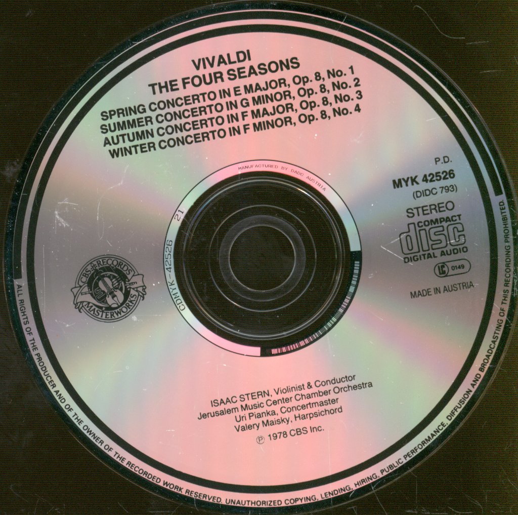 Jerusalem Music Center Chamber Orchestra, Isaac Stern - Vivaldi -  Four Seasons - Cd