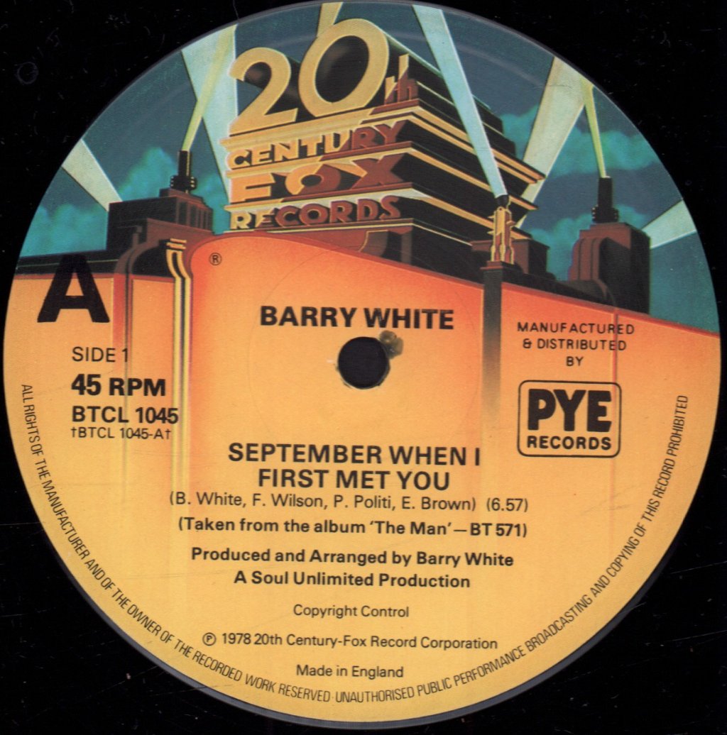Barry White - September When I First Met You - 12 Inch