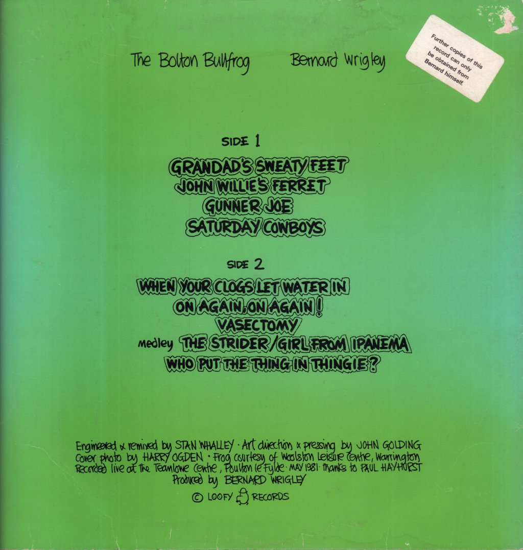 Bernard Wrigley - Bolton Bullfrog - Lp