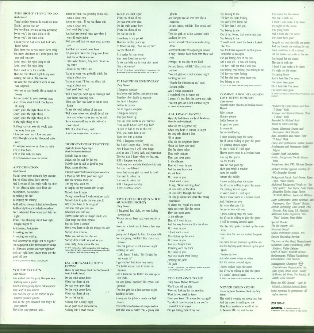 Carly Simon - Greatest Hits Live - Lp