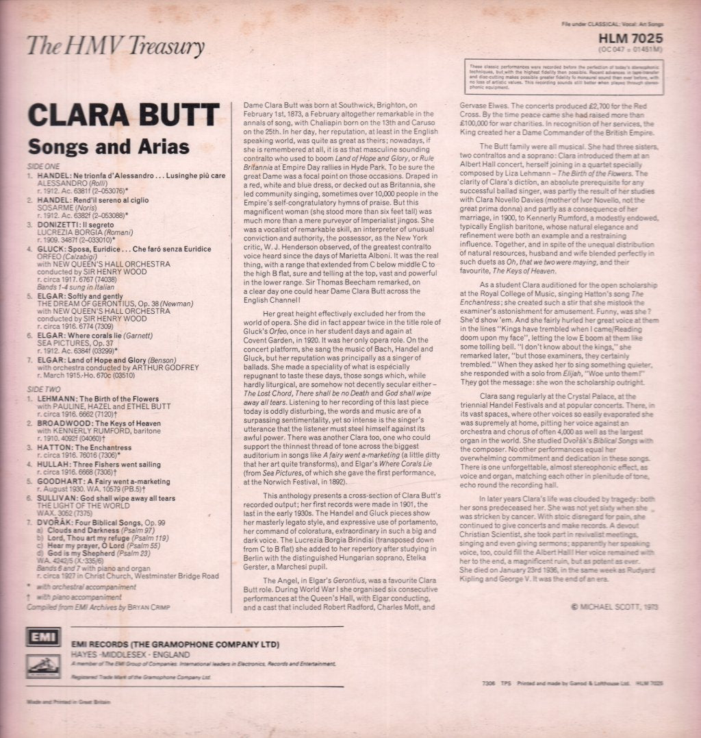 Dame Clara Butt - Songs And Arias - Lp