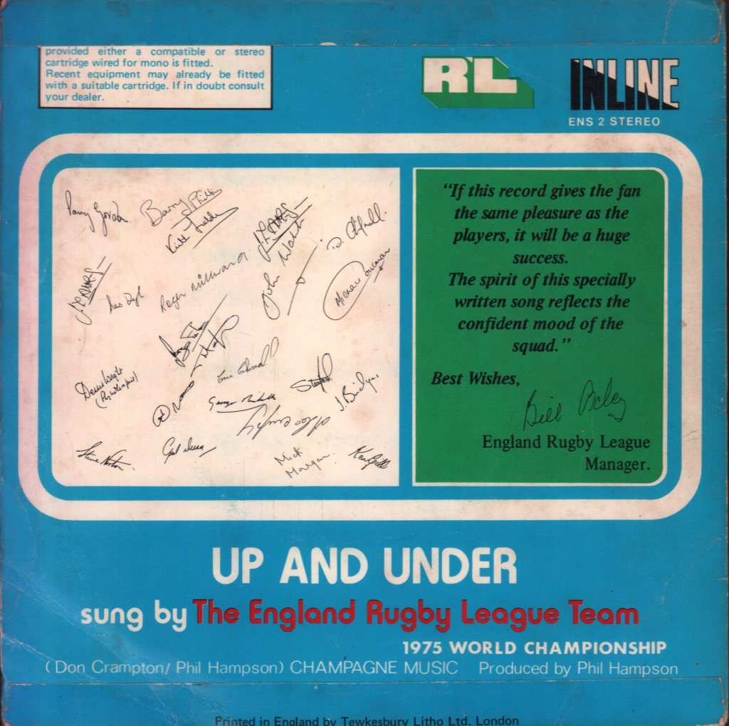 England Rugby League Team - Up And Under - 7 Inch
