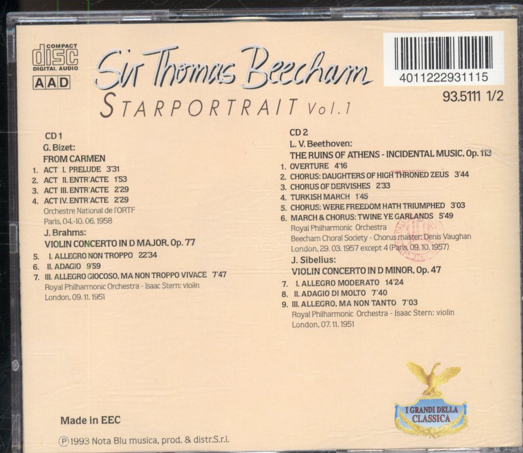 Sir Thomas Beecham - Starportrait - Sir Thomas Beecham Vol.1 - Double Cd