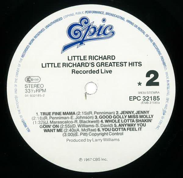 Little Richard - Little Richard's Greatest Hits Recorded Live - Lp