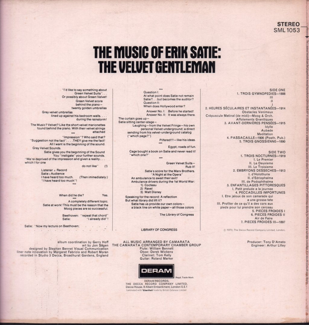 Erik Satie - Velvet Gentleman - Lp