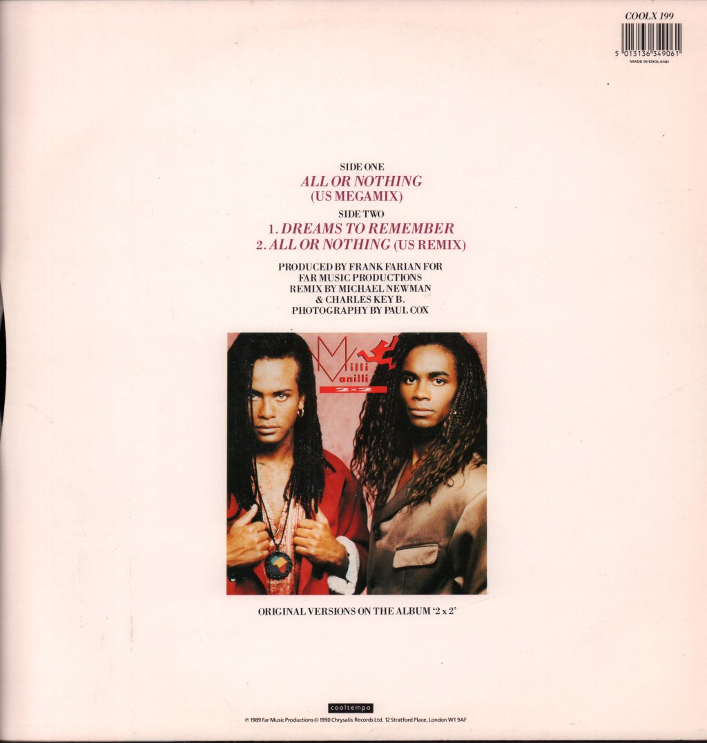 Milli Vanilli - All Or Nothing - 12 Inch