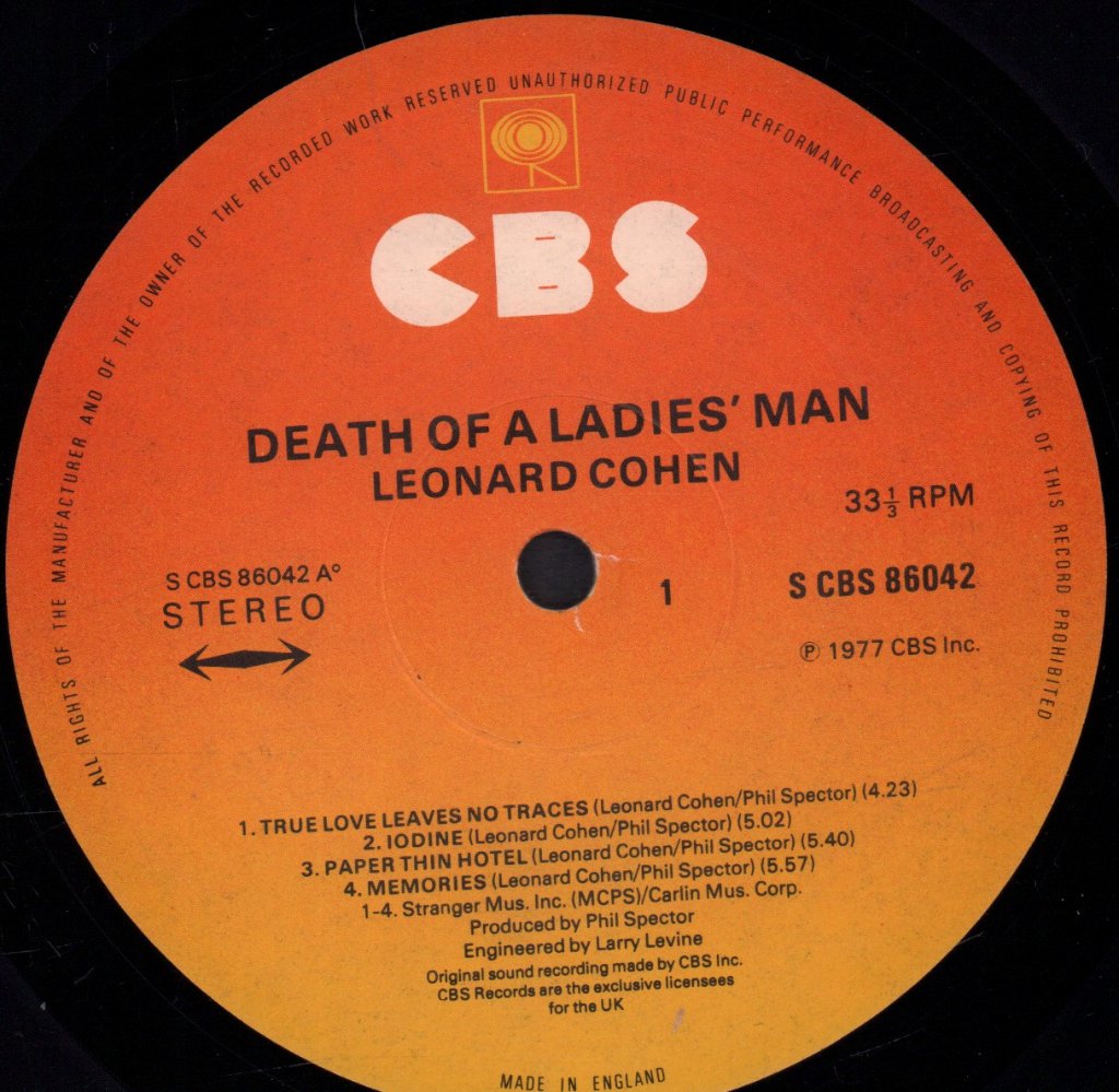 Leonard Cohen - Death Of A Ladies Man - Lp