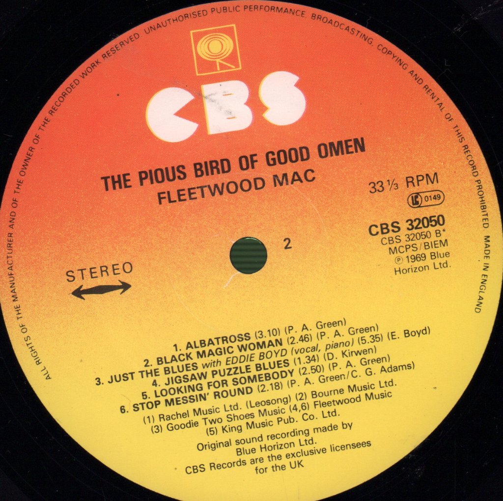 Fleetwood Mac - Pious Bird Of Good Omen - Lp