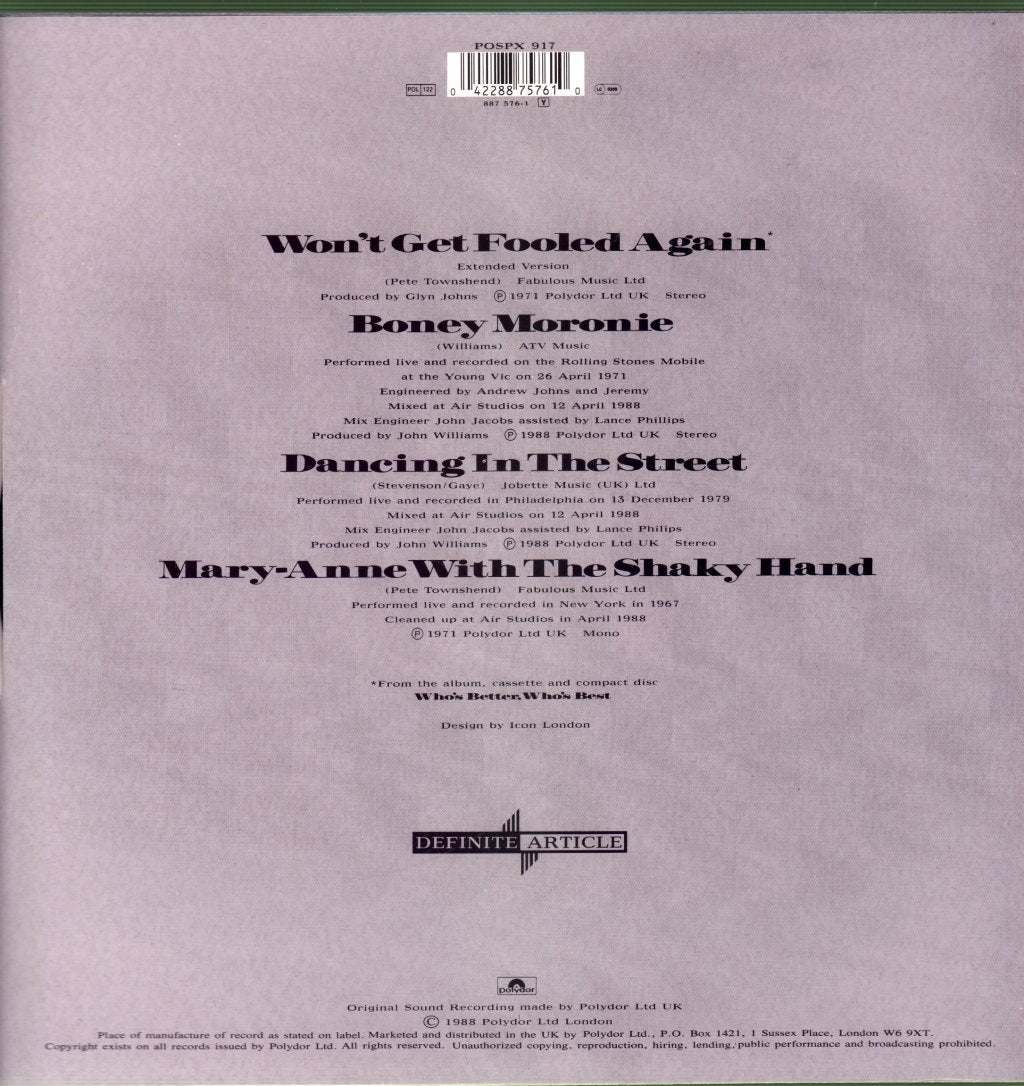 Who - Won't Get Fooled Again - 12 Inch