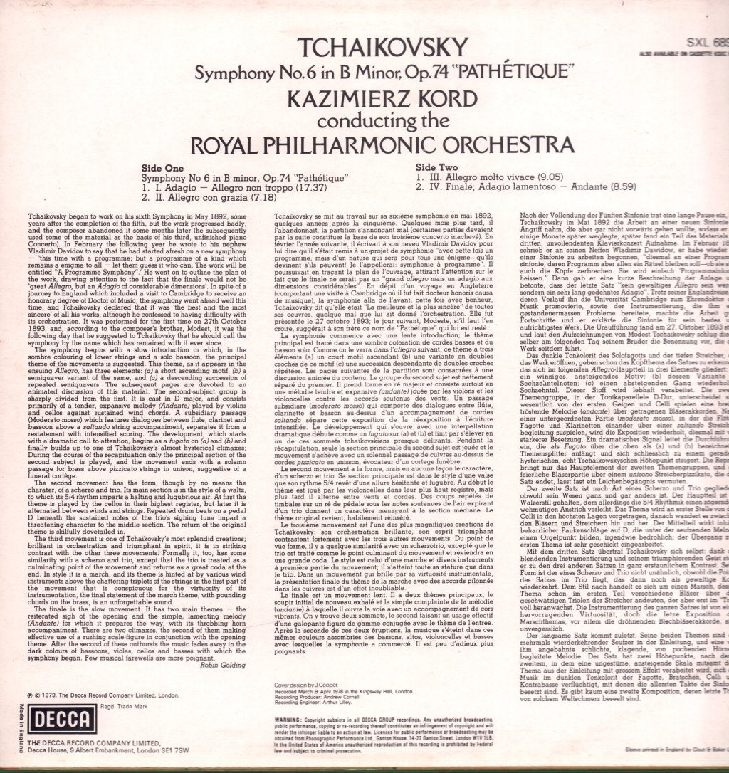 Tchaikovsky - Symphony No.6 'Pathétique' - Lp