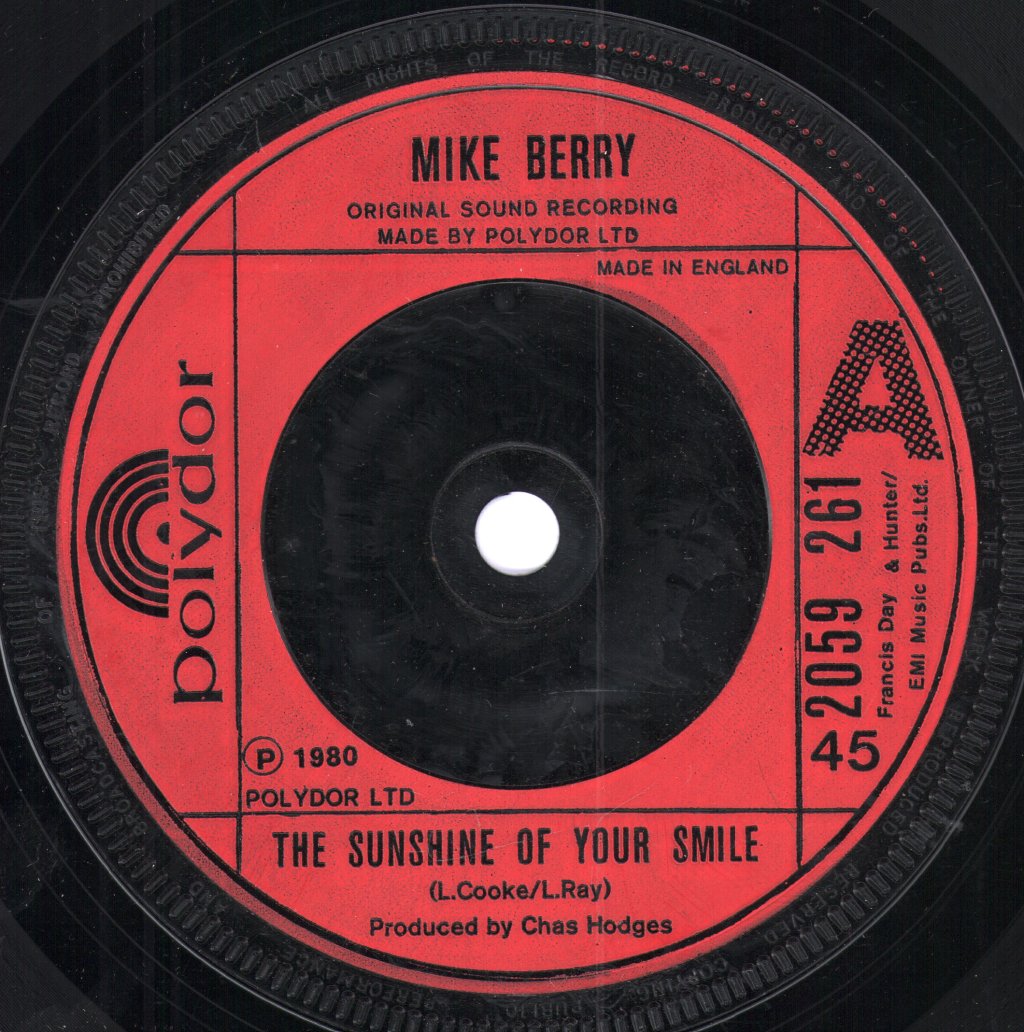 Mike Berry - Sunshine Of Your Smile - 7 Inch