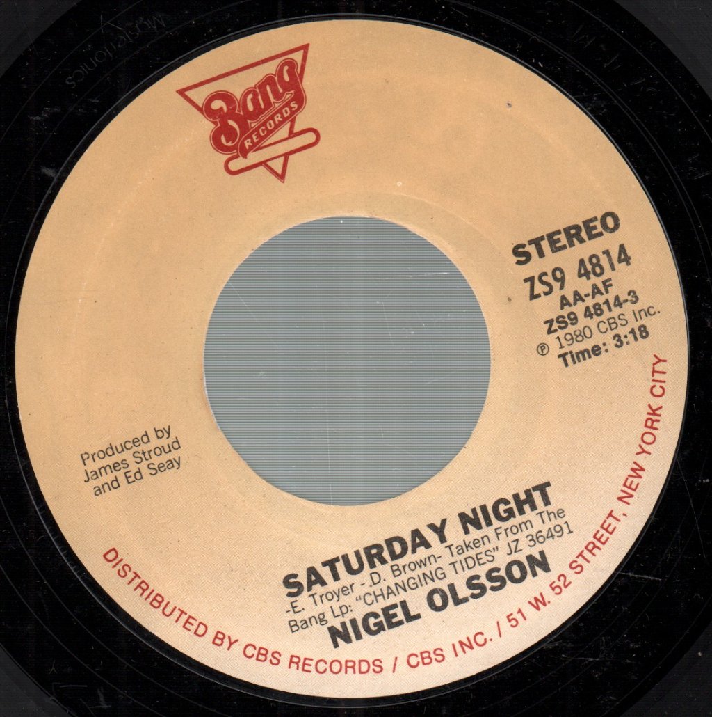 Nigel Olsson - Saturday Night - 7 Inch