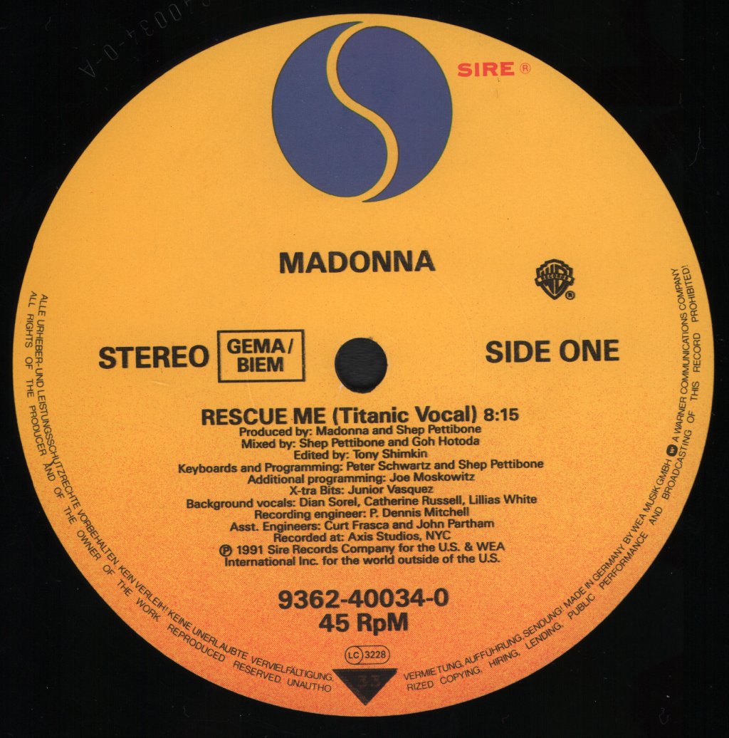 Madonna - Rescue Me - 12 Inch