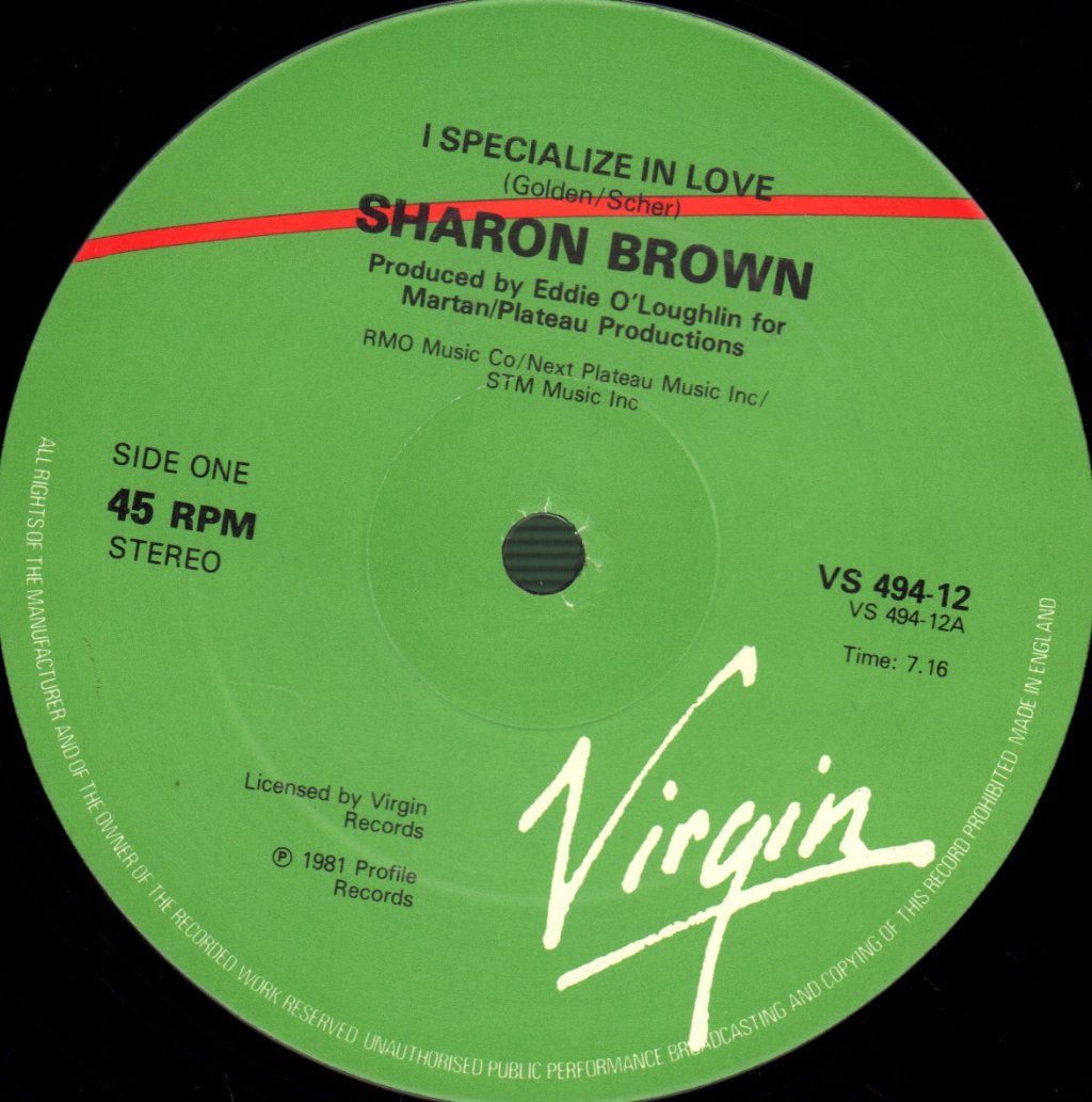 Sharon Brown - I Specialize In Love - 12 Inch