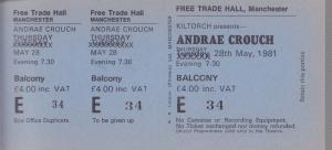 Andrae Crouch - Free Trade Hall Manchester 28Th May 1981 - Ticket