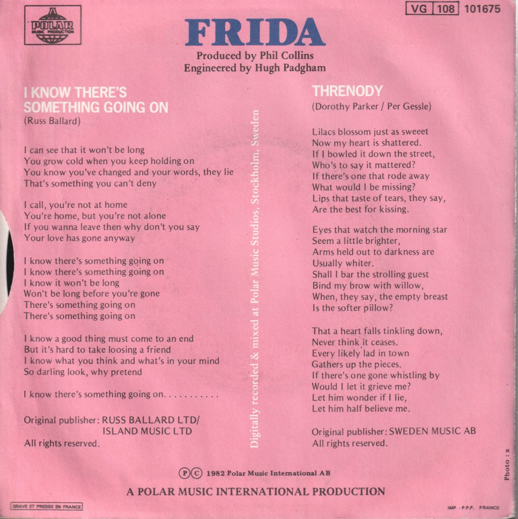 Frida - I Know There's Something Going On / Threnody - 7 Inch