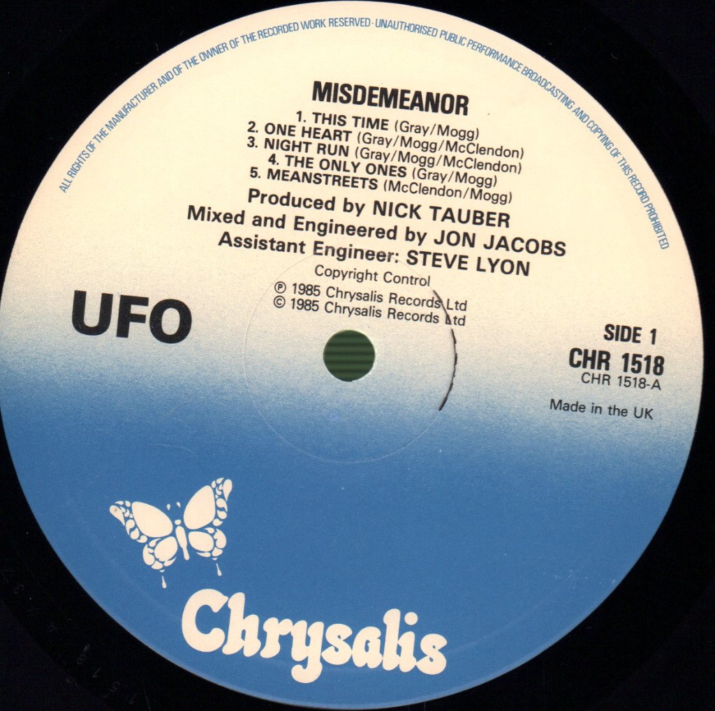 UFO - Misdemeanor - Lp