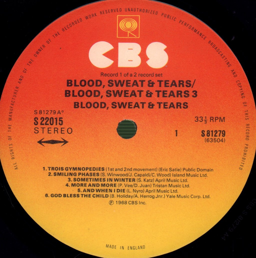 Blood, Sweat And Tears - Blood, Sweat & Tears / Blood, Sweat & Tears 3 - Double Lp