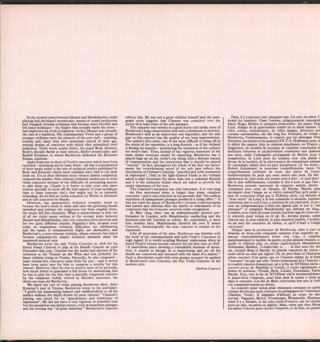Isaac Stern / Daniel Barenboim / New York Philharmonic Orchestra - Beethoven - Violin Concerto - Lp