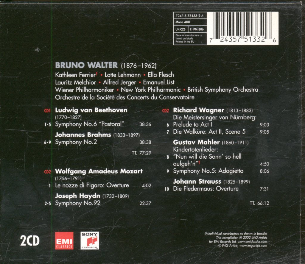Bruno Walter - Great Conductors Of The 20th Century - Double Cd