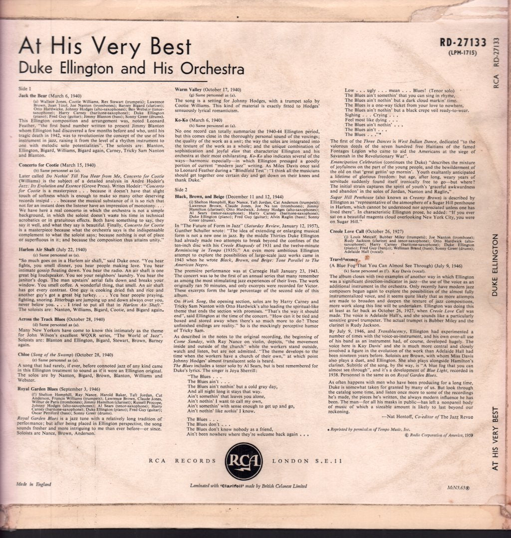 Duke Ellington And His Orchestra - At His Very Best - Lp
