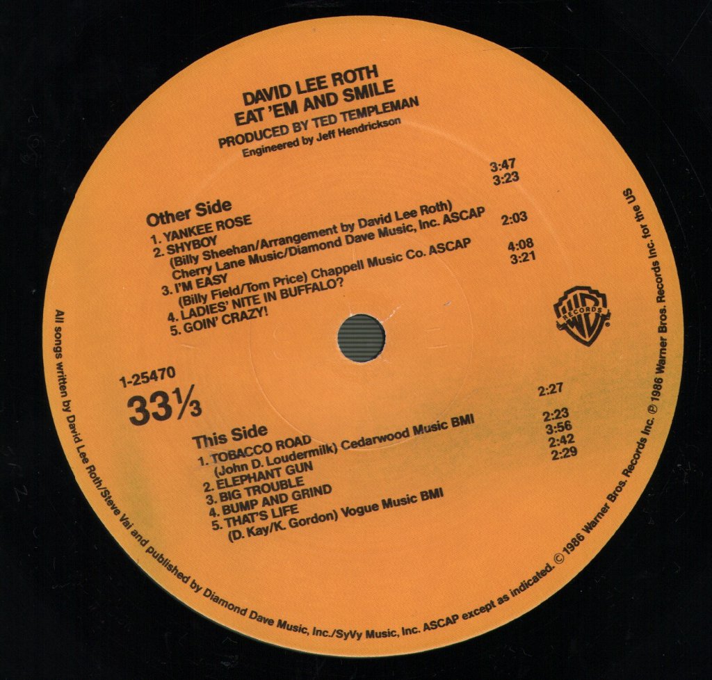 David Lee Roth - Eat 'Em And Smile - Lp