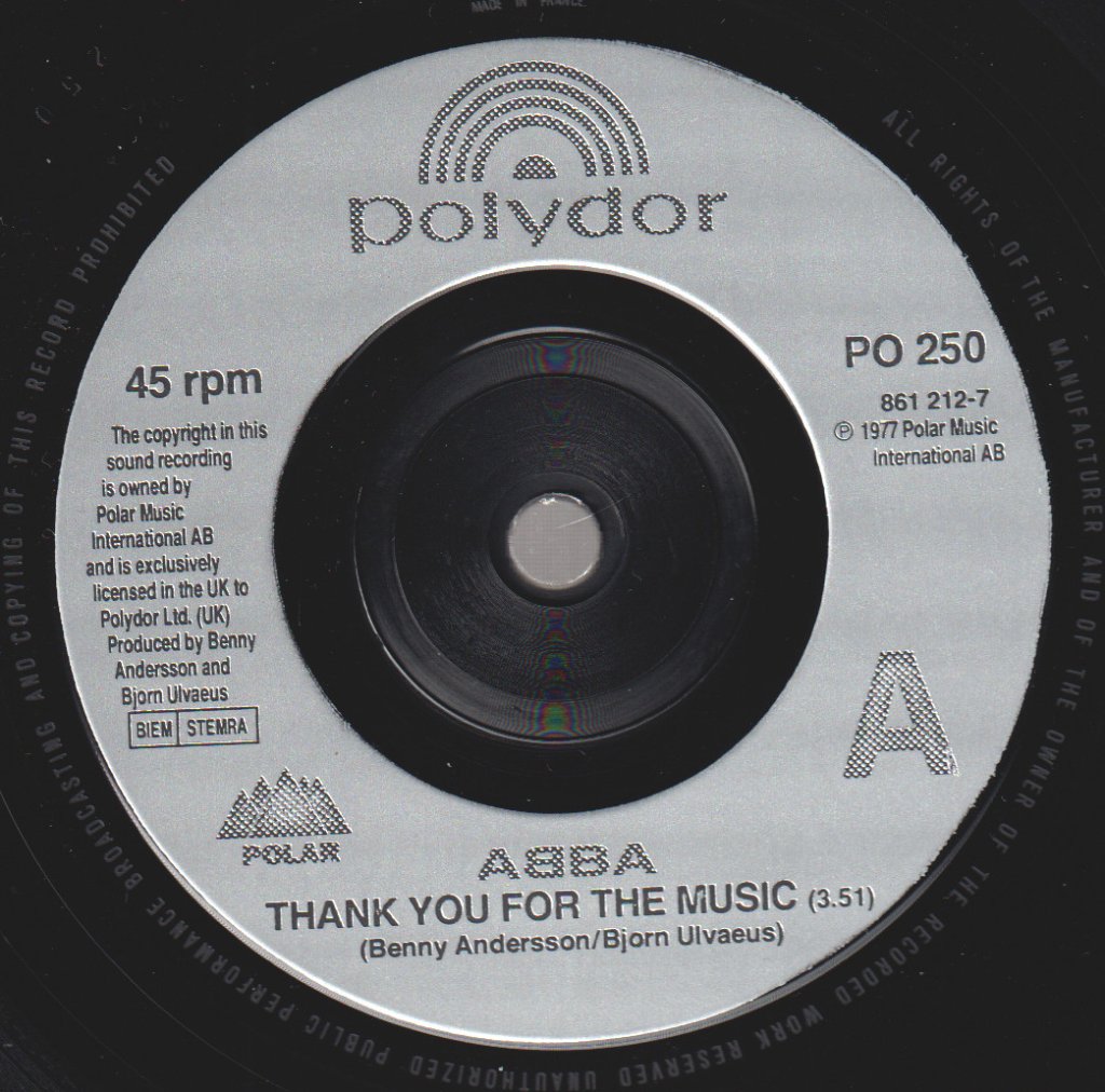 ABBA - Thank You For The Music / Happy New Year - 7 Inch