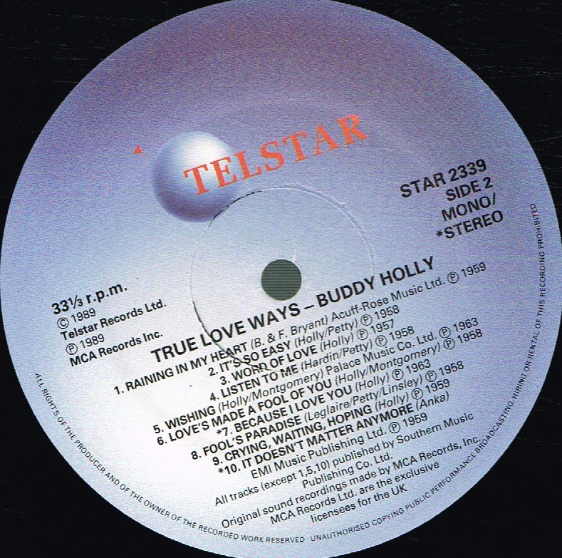 Buddy Holly - True Love Ways - Lp