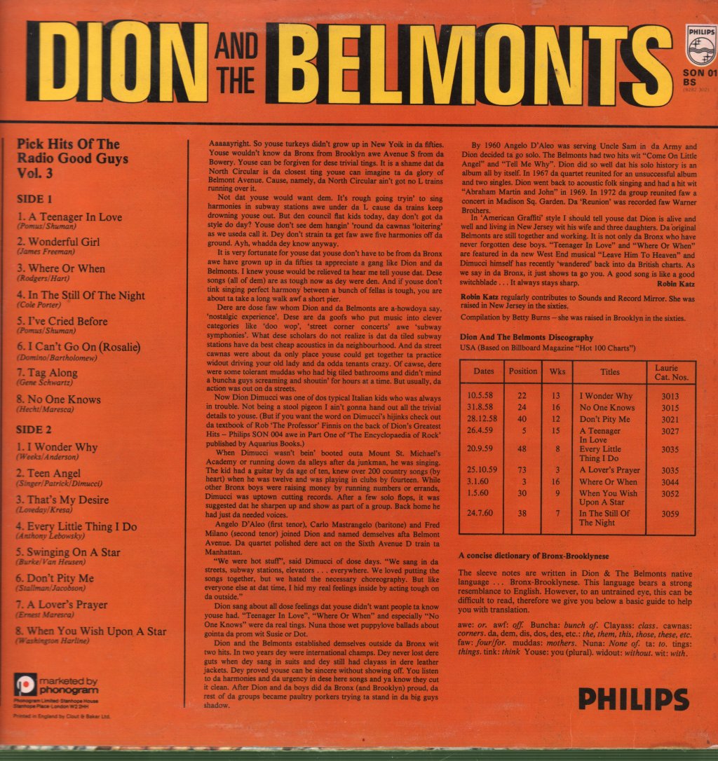 Dion And The Belmonts - Pick Hits Of The Radio Good Guys Vol 3 - Lp