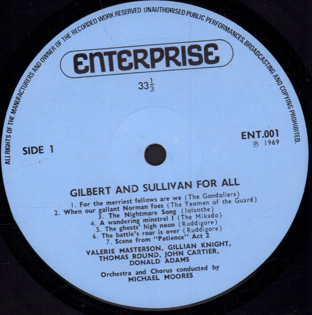 Thomas Round Donald Adams Valerie Masterson Gillian Knight John Cartier Michael Moores - Gilbert And Sullivan For All - Lp