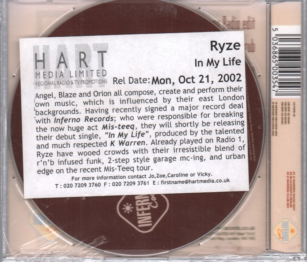 Ryze - In My Life - Cd