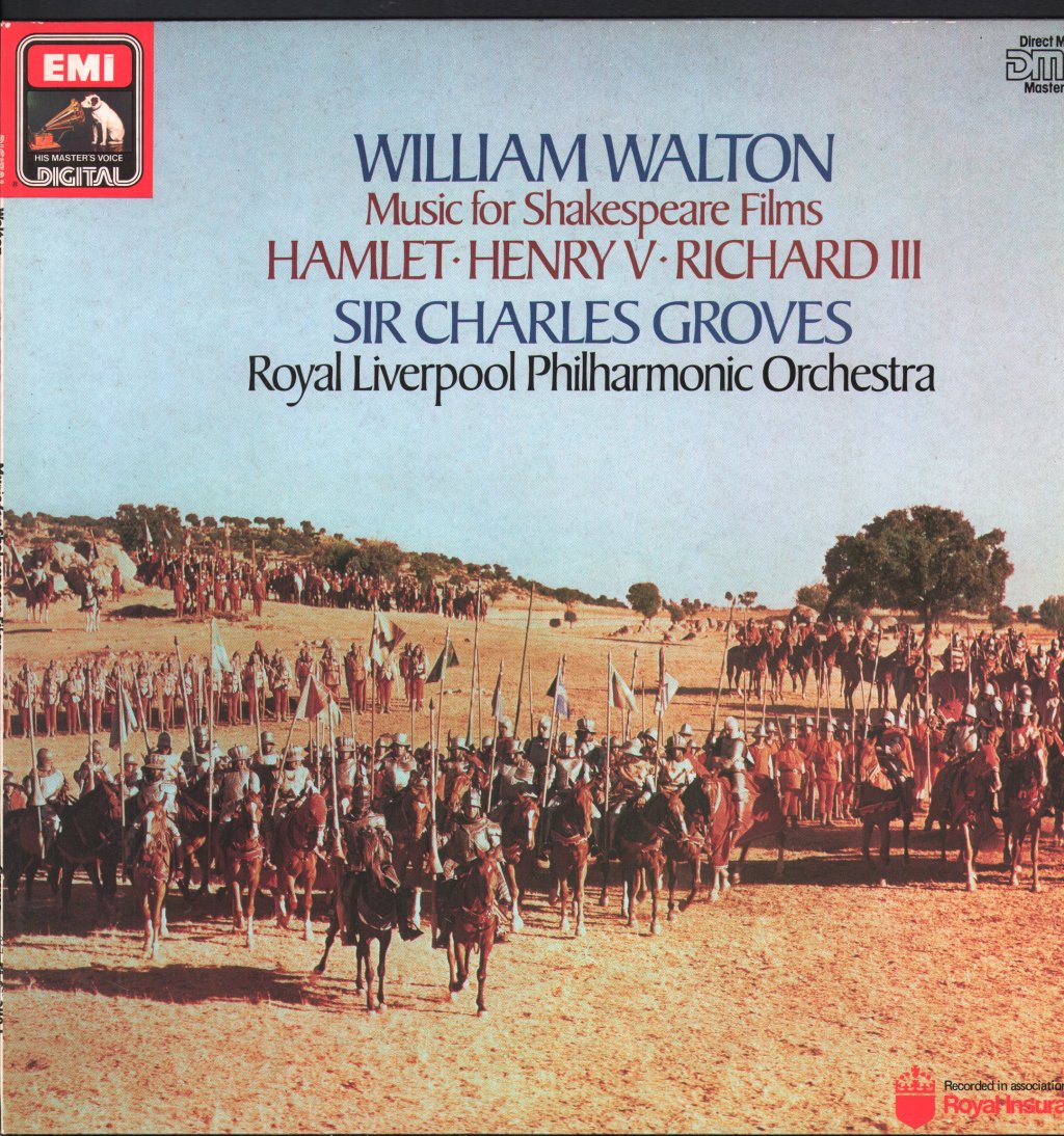 Sir Charles Groves / Royal Liverpool Philharmonic Orchestra - William Walton - Music For Shakespeare Films - Hamlet, Henry V, Richard III - Lp