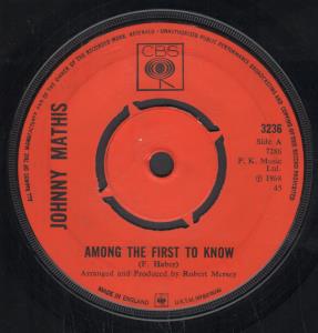 Johnny Mathis - Among The First To Know - 7 Inch