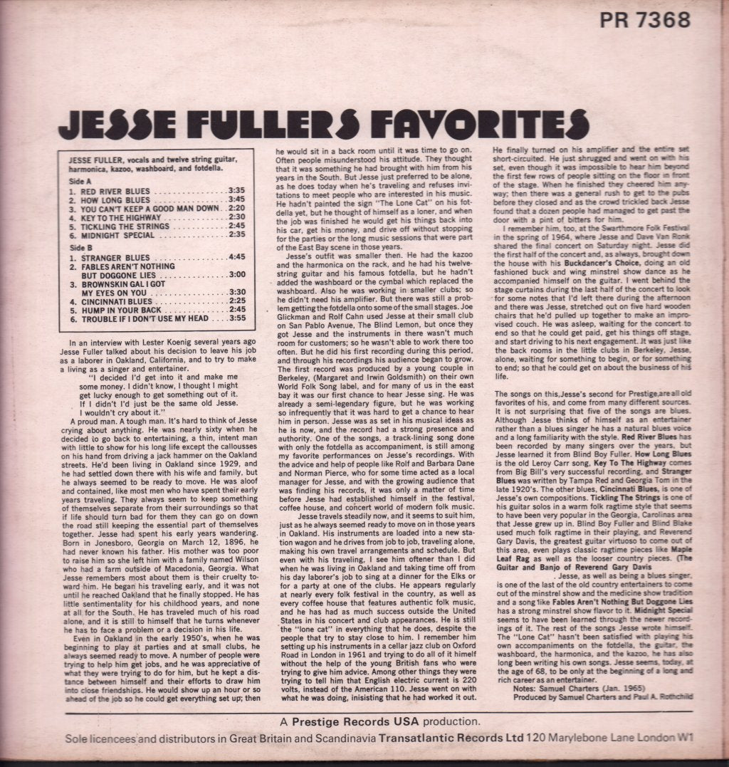 Jesse Fuller - Favorites - Lp