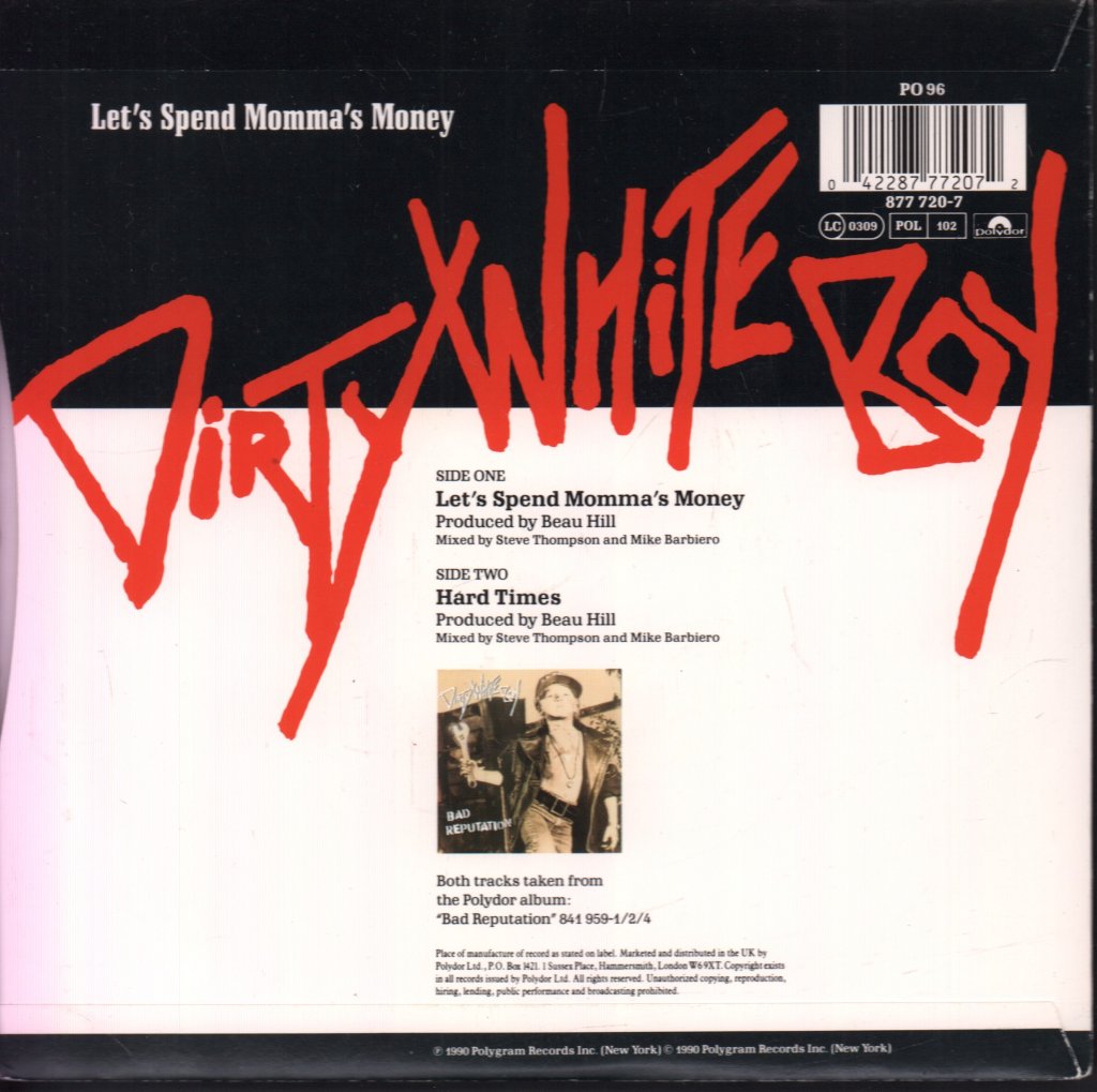 Dirty White Boy - Let's Spend Momma's Money - 7 Inch