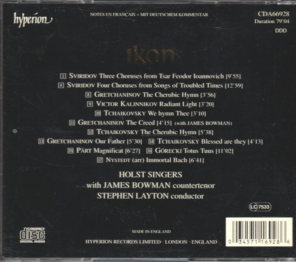 james bowman holst singers stephen layton - Ikon - Cd