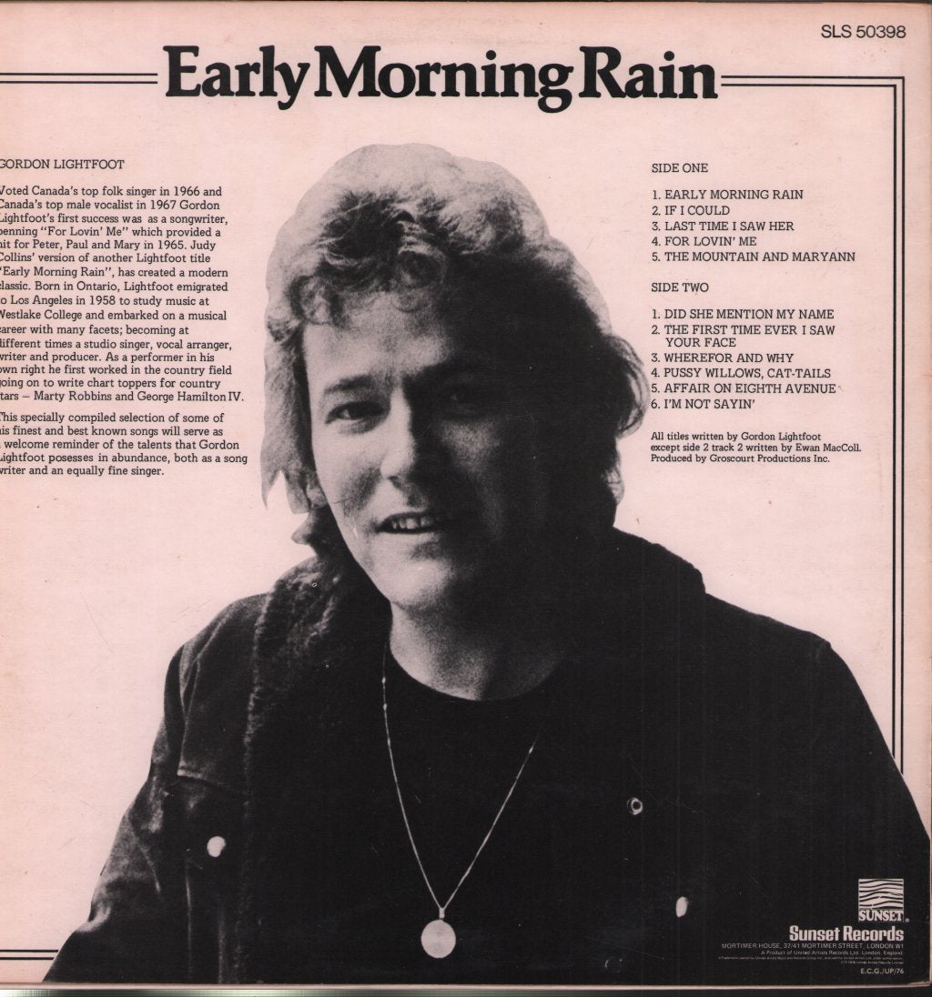 Gordon Lightfoot - Early Morning Rain - Lp