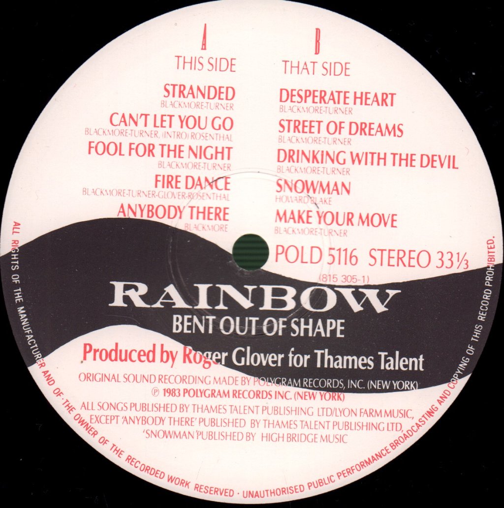 Rainbow - Bent Out Of Shape - Lp